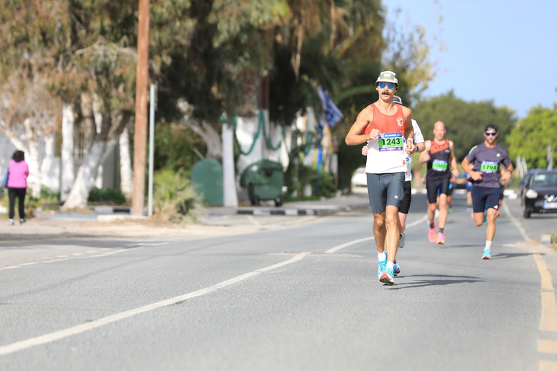 A picture of me running a half marathon